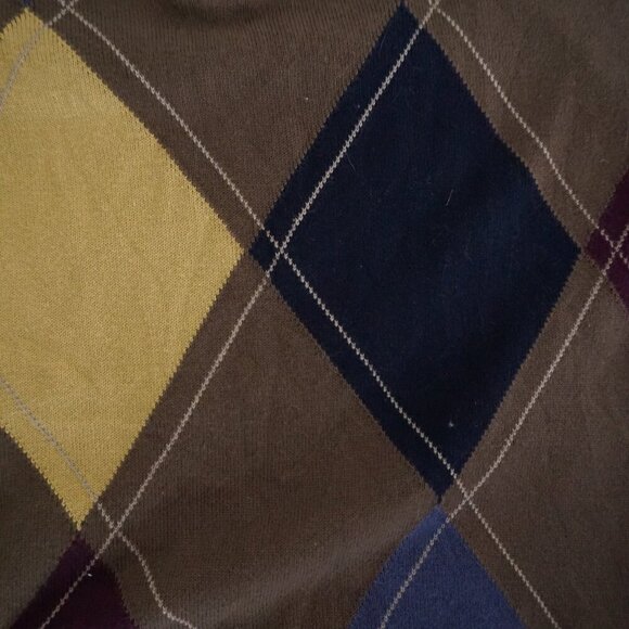 Cutter & Buck Brown Argyle Embroidered Us Open Trophy Quarter Zip Sweater Large - Picture 6 of 9